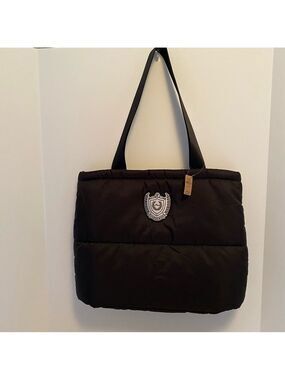 Pink Victoria's Secret Quilted Tote Bag Black With Crest Graphic New With Tags